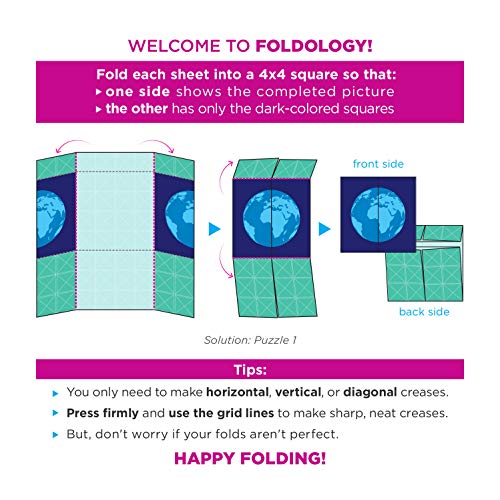 FOLDOLOGY - The Origami Puzzle Game! Hands-On Folding Brain Teasers. Stocking Stuffer/Gift for Tweens, Teens & Adults. Fold The Paper to Complete The FOLDOLOGY