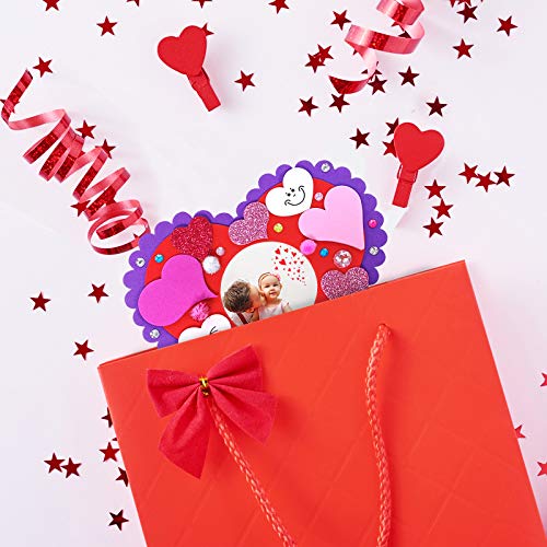 Winlyn 12 Sets Valentine's Day Craft Kits DIY Foam Valentine Picture Photo Frames Art Sets Foam Frames Tree of Hearts Smile Face Hearts Owl Hearts Winlyn