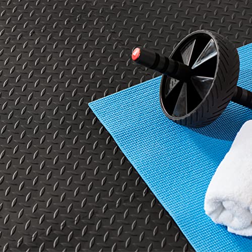 VersaTex Garage Floor 18 x 18 inch Square Rubber Diamond Plate Interlocking Floor Tiles for Home Gym, Garage Flooring, Trade Show Flooring, Basement VERSATEX