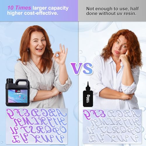 LET'S RESIN UV Resin, Upgraded 1,000g Crystal Clear UV Resin Hard, Low Odor Ultraviolet Epoxy Resin, UV Light Cure Solar Sunlight Activated Glue for LET'S RESIN