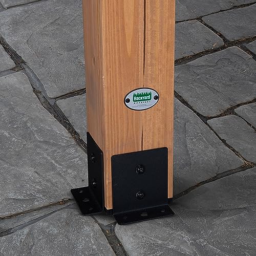 Backyard Discovery Kingsport 20 ft. x 12 ft. All Cedar Wooden Carport Gazebo with Hard Top Steel Roof Backyard Discovery