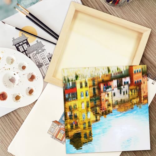 Fireboomoon 6 Pack Square Wood Panels,Unfinished Blank Wooden Canvas Cradled Painting Panel Boards for Craft,Drawing,Painting,Pouring,Wood Burning(8" FIREBOOMOON