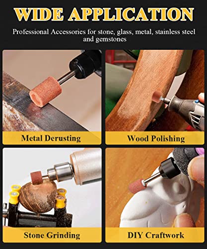 Sanding Bits for Dremel Rotary Tool, Grinding Stone Sanding Drill Bits with 1/8" Shank, Aluminium Oxide Tough Enough to Metal Rust FOTYBEI