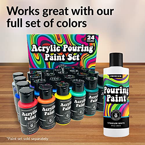 White Pouring Paint Acrylic Pouring for Pour Art and Flow Painting 8oz 236 ml Bottle Titanium White HIPPIE CRAFTER