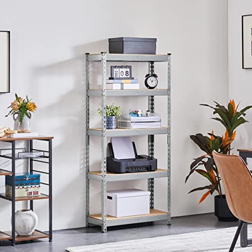 Topeakmart 5-Tier Utility Shelves, Metal Storage Shelves Garage Shelving Unit Adjustable Garage Storage Shelves Storage Racks Heavy Duty Shed Topeakmart