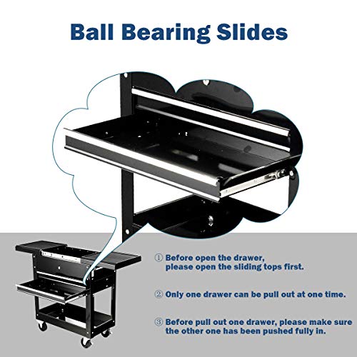 Goplus Tool Cart, 4-Tier Rolling Tool Box Cabinet on Wheels with Lockable Drawers & Sliding Top, Heavy Duty Steel Tool Storage Organizer for Garage Goplus