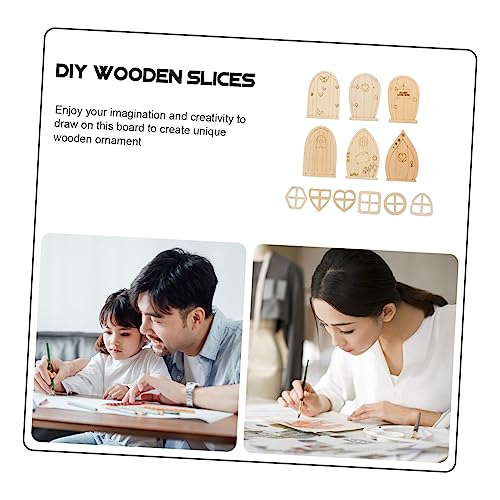 VILLCASE 48pcs Mini Fairy Door Gnome Homes Garden Unfinished Fairy Doors Door Kit Fairy House Doors Chips Miniatures DIY Houses Tree Windows Fairy VILLCASE