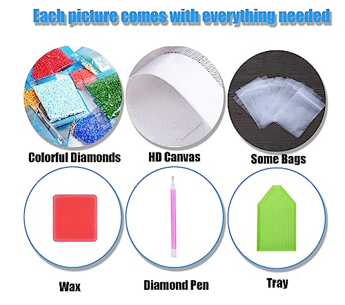 FOXKISS Baby Elephant Diamond Art Painting Kits for Adults, Full Drill Diamond Dots Paintings for Beginners, Round 5D Paint with Diamonds Pictures FOXKISS