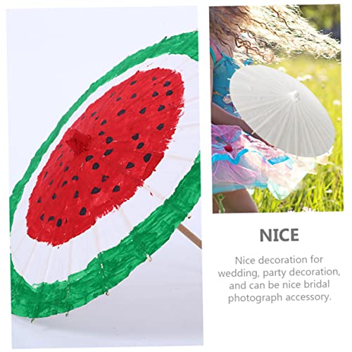 VILLCASE 2pcs chinese paper japanese umbrella Unfinished Umbrella oil paper parasol macrame decor white paper parasols wedding decorations Rainproof VILLCASE