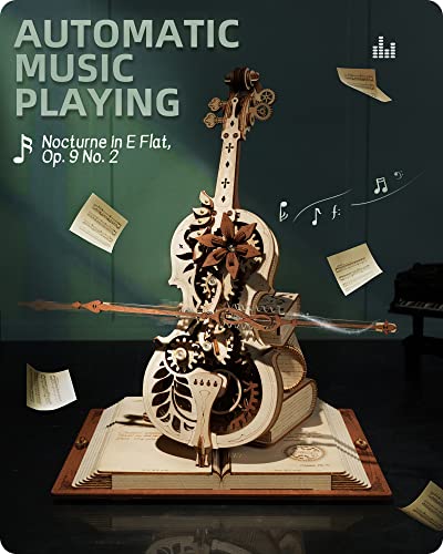 ROKR 3D Wooden Cello Music Box Kit – Creative Puzzle for Adults and Teens ROKR