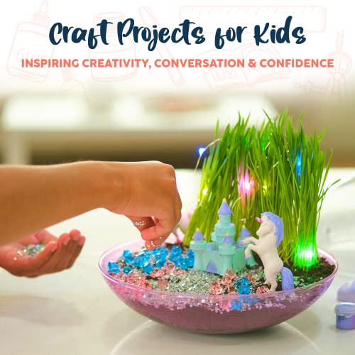 Bryte Light-Up Unicorn Terrarium Kit for Kids | All Inclusive - Castle, Fairy Garden Lights & More | Arts & Crafts, STEM Activities for Kids, BRYTE