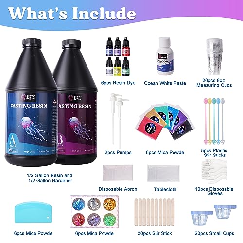 LET'S RESIN Casting Resin with Pumps, 1 Gallon Crystal Clear & Bubble Free Epoxy Resin for 1 Inch Deep Pour, High Gloss Resin Kit for DIY Art, LET'S RESIN