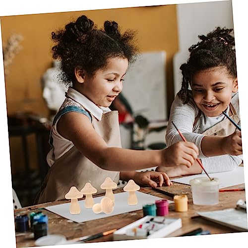 Yardwe 10pcs Wooden Mushroom Unfinished Wooden Peg Doll Micro Landscape Accessories Wood Carved Mushrooms Garden Wooden Mini Wood Mushrooms Mini Yardwe