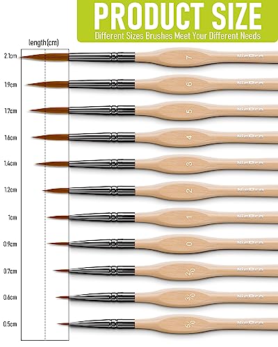 Nicpro 11 Pack Miniature Paint Brushes, Professional Fine Tip Detail Paint Brush, Artist Detail Brushes Set for Watercolor Oil Acrylic, Craft, Nicpro