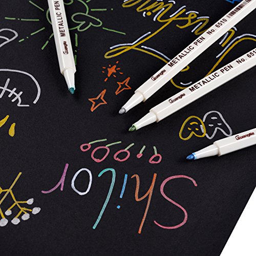 Sunshilor Metallic Markers Fine Point Metallic Marker Pens for Black Paper, Art Rock Painting, Easter Egg, Halloween Pumpkin, Card Making, Metal, Sunshilor