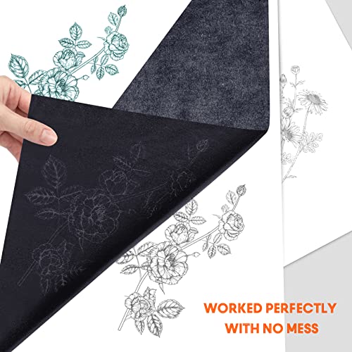 PSLER 100 Sheets Carbon Paper Sheets, Carbon Transfer Paper with 3PCS Embossing Stylus for DIY Woodworking, Paper, Canvas and Other Art Craft psler