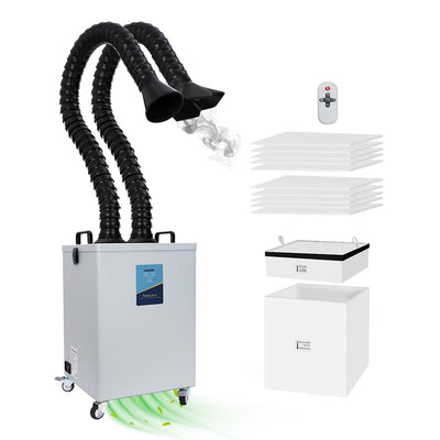 Fumeclear FC-2003 Dual-port Fume Extractor For 20W 30W Laser Engraving, Low-Noise, Strong Suction 330m³/h, 3-Stage Filtration System With 12 Filters