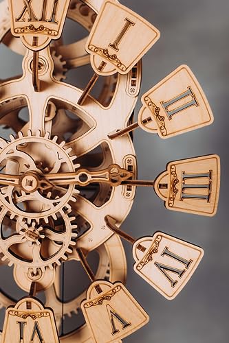 Wood Trick Pendulum Wall Clock Kit Wooden 3D Puzzles for Adults and Kids to Build - 3D Wall Clock Mechanical Model - 42x12 in - Engineering DIY Wood Trick