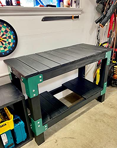 vikofan 8 Pcs Workbench Bracket Kit Sturdy Steel Angle Brackets Multi-Angle Joint Fastener Shelf Fit for Desk Edge & Box & Wood Beam with Screws vikofan