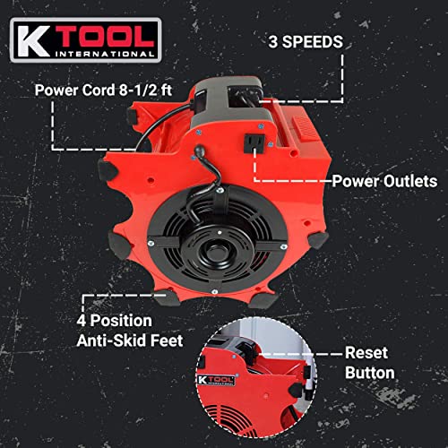 K Tool International 77700; Big Chill Workforce Blower, 3 Speed Motor with Built-in Overload Protection, 4 Angle Position, Indoor and Outdoor Use, K Tool International