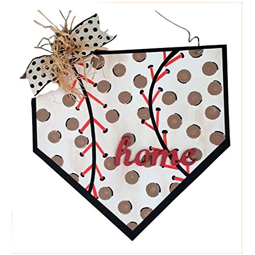 Home Base Plate Cutout Unfinished Wood Sports Décor Baseball Softball Door Hanger Everyday MDF Shape Canvas Style 1 (12") Diverse Woodworking