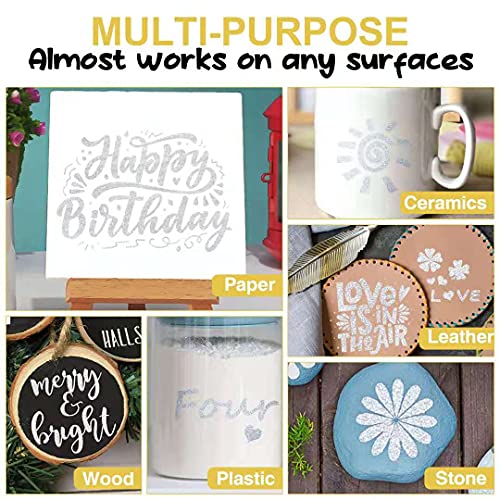 Silver Paint Pen Acrylic Markers: 8 Pack Acrylic Silver metallic Marker Pens for Art Project, Drawing, Rock Painting, Stone, Ceramic, Wood, Cards AKARUED