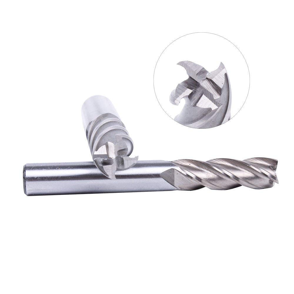 AUTOTOOLHOME 1/8" 3/16" 1/4" 5/16" 3/8" 1/2" high Speed Steel HSS 4 Flute Straight End Mill Cutter 5/32" 1/16" Set of 8 AUTOTOOLHOME