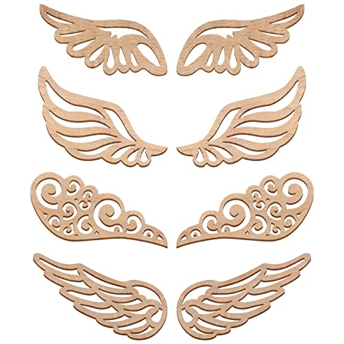 Abaodam 80Pcs Angel Wings Wooden Cutouts Angel Wings Wood Slices Unfinished Wood DIY Crafts Wings Wood Ornaments Embellishments Accessories Abaodam
