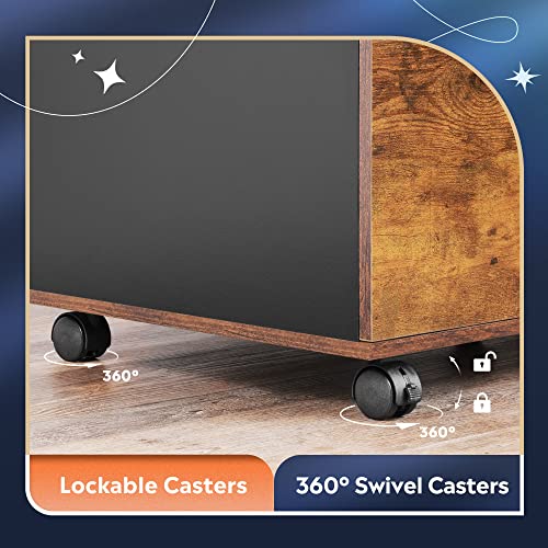 DEVAISE 3-Drawer Wood File Cabinet, Mobile Lateral Filing Cabinet, Printer Stand with Open Storage Shelves for Home Office, Rustic Brown DEVAISE
