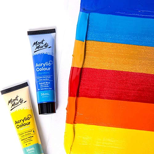 Mont Marte Signature Acrylic Paint Set, 48 Colors x 36 ml, Semi-Matte Finish, Suitable for Canvas, Wood, MDF, Leather, Air-dried Clay, Plaster, Mont Marte