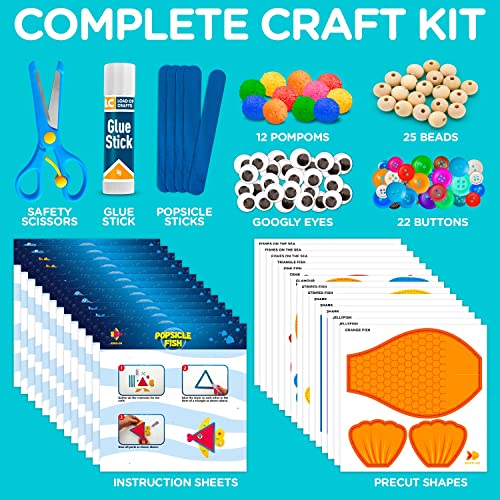 Arts and Craft Kit for Toddlers Ages 2, 3, 4, 5 Years - Craft 9 Fun Fish Characters LC Crafts