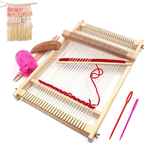 Weaving Loom Kit,Wooden Multi-Craft Weaving Loom Tapestry Loom Large Frame 9.85x 15.5inch,DIY Hand-Knitting Weaving Machinewith Loom Stick Bar for WoodArtSupply