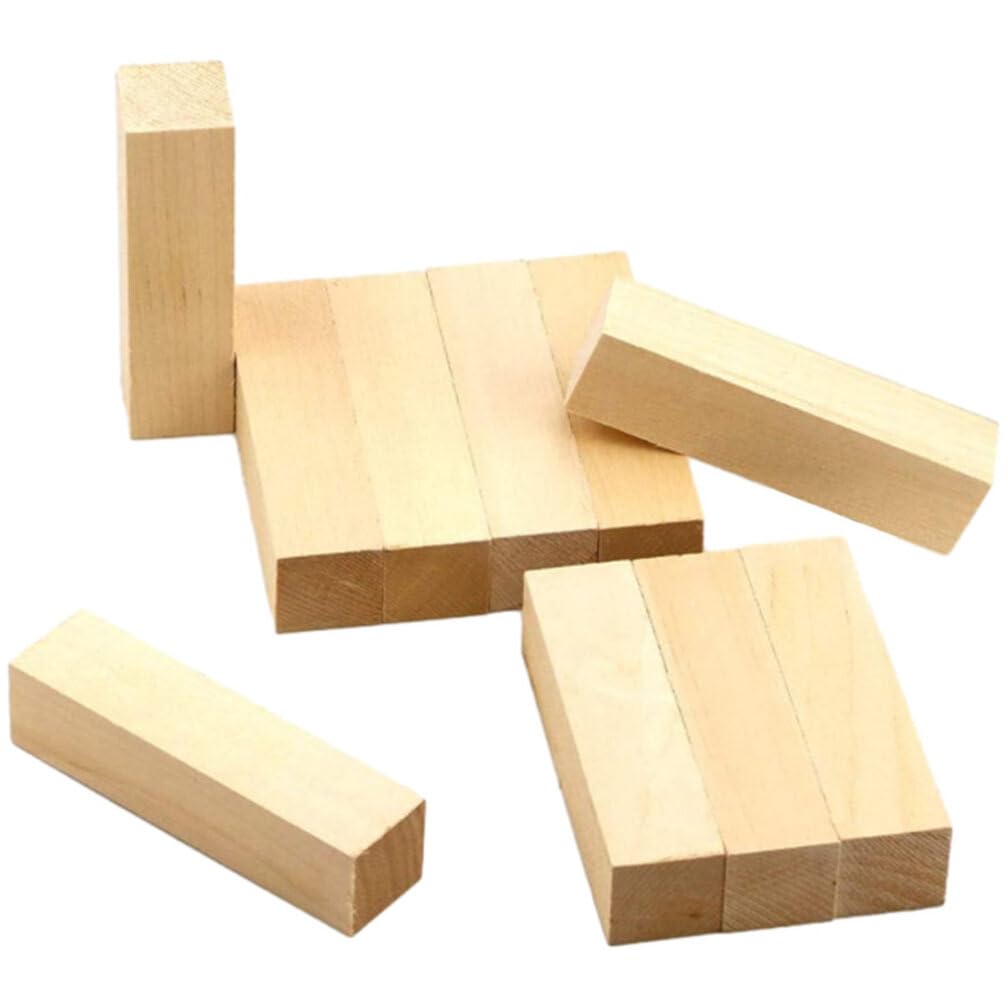 VILLCASE Unfinished Wooden Block :10pcs Whittling Wood Carving Blocks Basswood for Carving Unfinished for Crafts Wooden Block Set Bass Wood for Wood VILLCASE