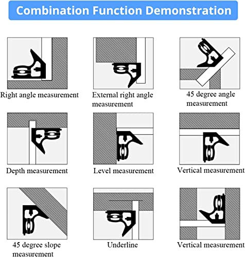 Utoolmart 300mm 12Inch Engineers Combination Try Square Set Right Angle Guide Yellow 1pcs Utoolmart