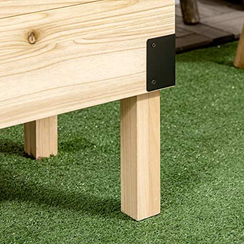 Outsunny Raised Garden Bed with Trellis, 2 Tier Wooden Elevated Planter Box with Legs and Metal Corners, for Vegetables, Flowers, Herbs, Natural Outsunny