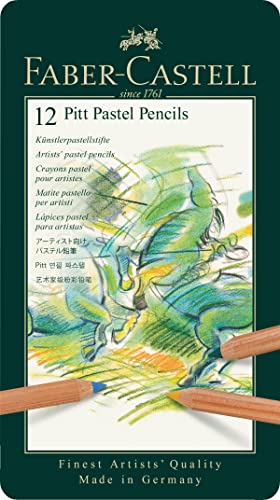 Faber-Castel FC112112 Pitt Pastel Pencils in A Metal Tin (12 Pack), Assorted