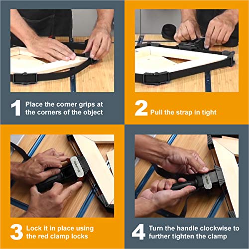 POWERTEC 71017 Quick Release Band Clamp | Woodworking Frame Clamping Strap Holder POWERTEC