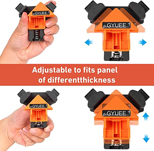 90 Degree Angle Clamps, Woodworking Corner Clip, Right Angle Clip Fixer, Set of 4 Clamp Tool with Adjustable Hand Tools (orange+black) GYUEE
