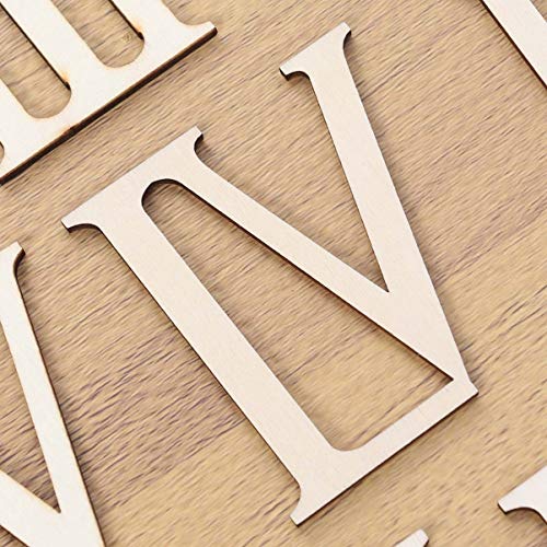 Supvox 24 Pcs Unfinished Wood Letters Roman Numerals Shapes Wooden Slices Wood Numerics Numbers Ornaments for Arts and Crafts 7cm SUPVOX