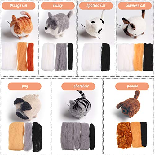 WILLBOND 10 Pieces Needle Felting Kit for Beginner Wool Felting Supplies with Instructions Doll Making Manual Felting Foam Mat for Christmas Craft WILLBOND