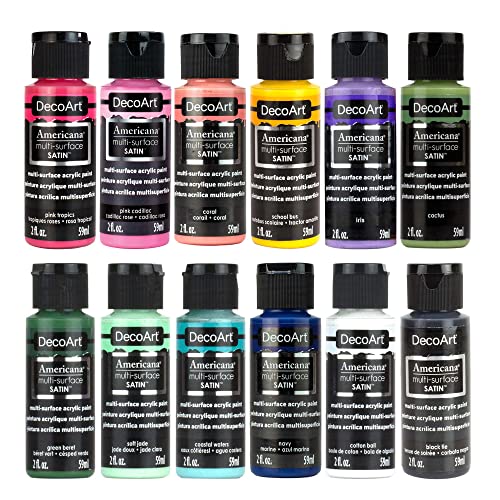 Modern Floral Acrylic Paint Set, Set of 12, 2 fl oz DecoArt