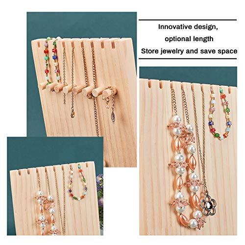 AHANDMAKER Wood Necklace Holder, 9.6 Inch Wooden Plank Necklace Jewelry Display Stand, Detachable Wooden Jewelry Organizer Stand, Necklace Display AHANDMAKER