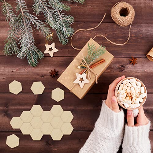 SUPVOX 200Pcs 10MM Beech Wooden Hexagonal Pieces Ornaments, Wood Hexagon Cutouts Embellishment for DIY Wedding Christmas SUPVOX