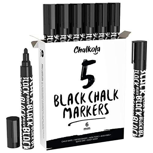 Chalkola Chalk Markers - 40 Neon, Classic & Metallic + 5 Black Chalk Markers 6mm Chalkola