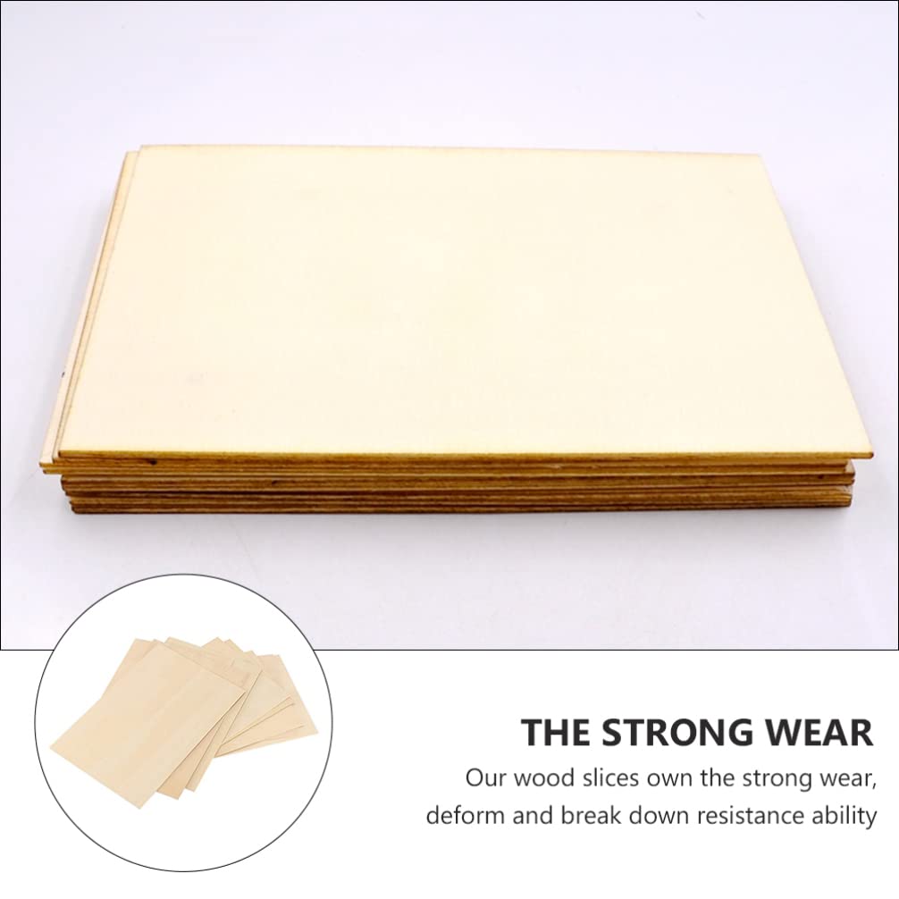 Sewroro 10pcs Pieces Rectangular Veneer Wooden Square Coasters Rectangular Wood Chips Balsa Wood DIY Wood Planks Wood Board Home Decoration Sewroro