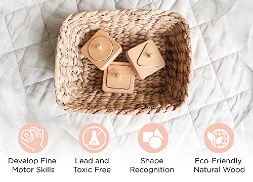 Montessori Shape Puzzle - Baby Puzzles 6-12 Months - Baby's First Puzzle - Knob Wooded Puzzles for Infant and Toddler - Geometric Shapes Puzzle - Montessori & Me