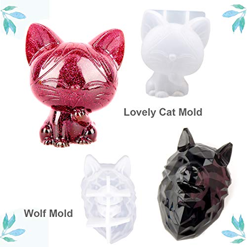 EuTengHao 20Pcs 3D Animal Resin Molds Tools Set Includes 8 Resin Casting Molds Large Clear Unicorn Epoxy Silicone Molds 2 Measurement Cup 10 Wood EuTengHao