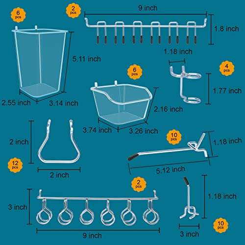 Daanxw 248PCS Pegboard Accessories Organizer Kit, Pegboard Bins, Pegboard Set for Tools, 1/8 and 1/4 inch Pegboard Hooks Assortment, Pegboard Bins, Daanxw