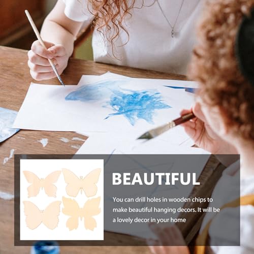 KALLORY 48pcs Unfinished Wooden Cutouts Butterfly Wood Cutouts Butterflies Blank Wood Slices Animals Painting Crafts for Kids DIY Home Decoration KALLORY