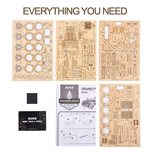 ROKR Grand Prix Car 3D Wooden Puzzle - Mechanical Model Kit for Adults and Creative Gift ROKR